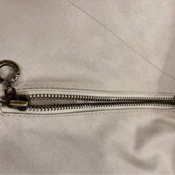 Vintage My Tribe Beige Leather Open Front Jacket Size Small - Picture 12 of 12